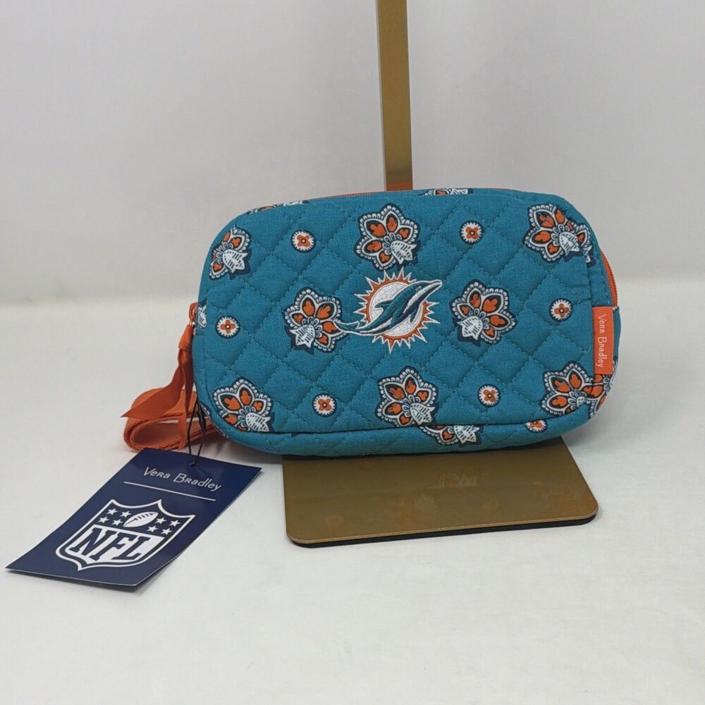 NWT Vera Bradley Miami Dolphins NFL Mini Belt Bag Aqua Orange Fanny Pack